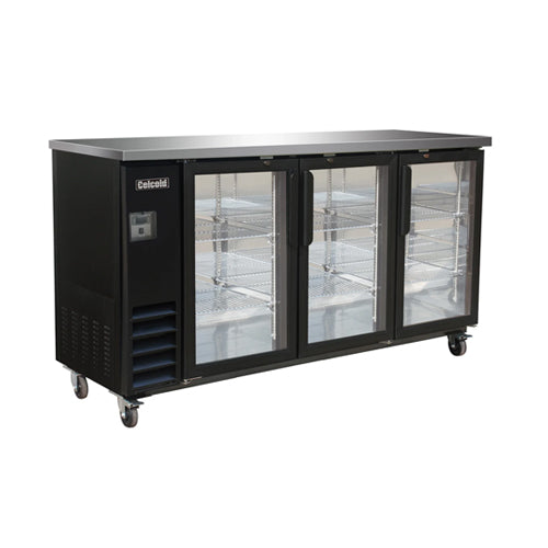 Celcold CBB72G 72″ 2 Door Glass Back Bar Refrigerator