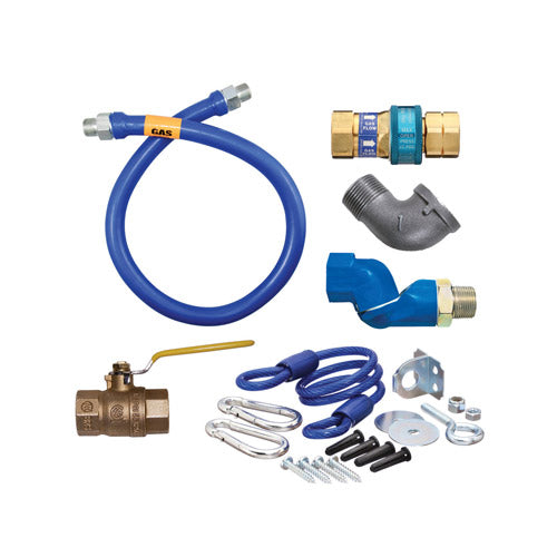 Dormont 1675KITS48 48" Stainless Steel Gas Connector 3/4" With Elbow, Restraining Cable, SnapFast® and Fast Swivel MAX®