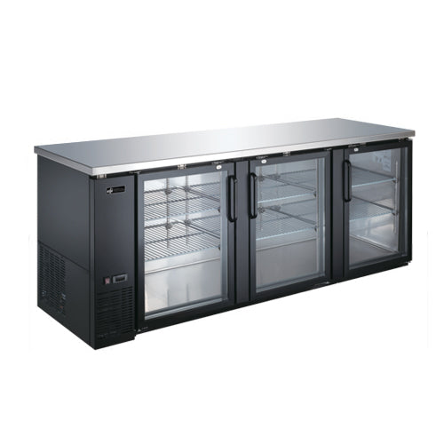 EFI-CBBGD3-90CC 90" 3 Door Glass Back Bar Refrigerator
