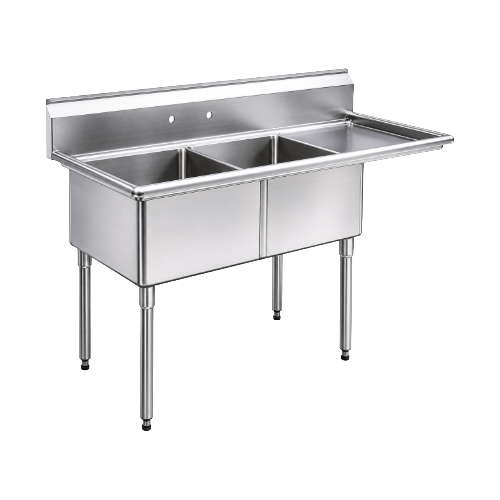 EFI SI824-2L-DW 30" X 24" X 14" Center Drain Two Compartment Dishwasher Sink With Right Drain Board