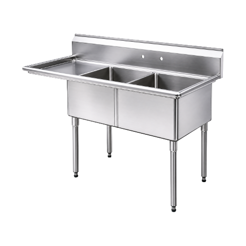 EFI SI824-2R-DW 30" X 24" X 14" Center Drain Two Compartment Dishwasher Sink With Left Drain Board