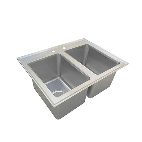 EFI SIHD819-10-2 25" x 19" Double Deck Mounted Drop-In Sink - 10" Deep