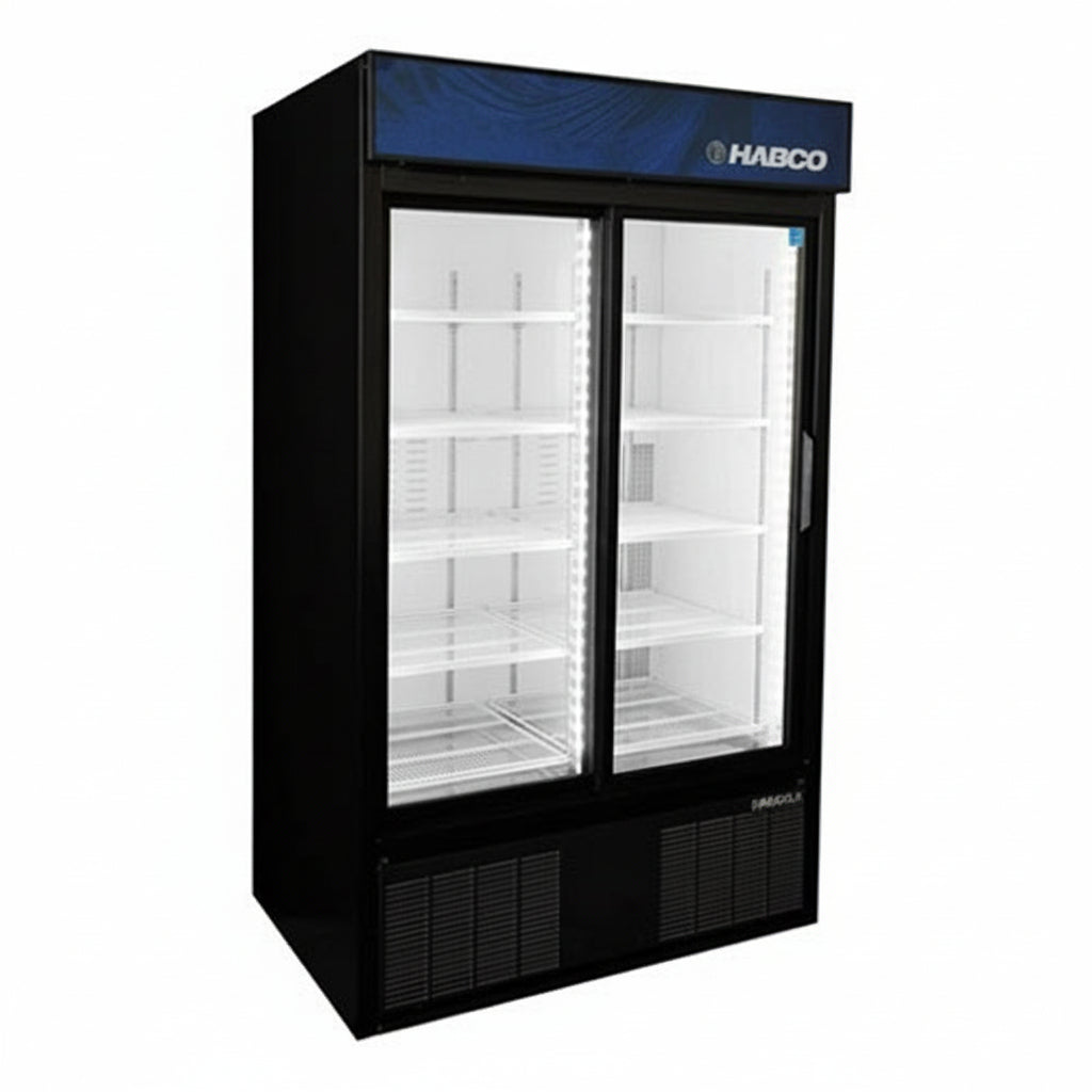 Habco ESM42HC 47" Wide 78" High 2 Sliding Door Glass Refrigerator Merchandiser