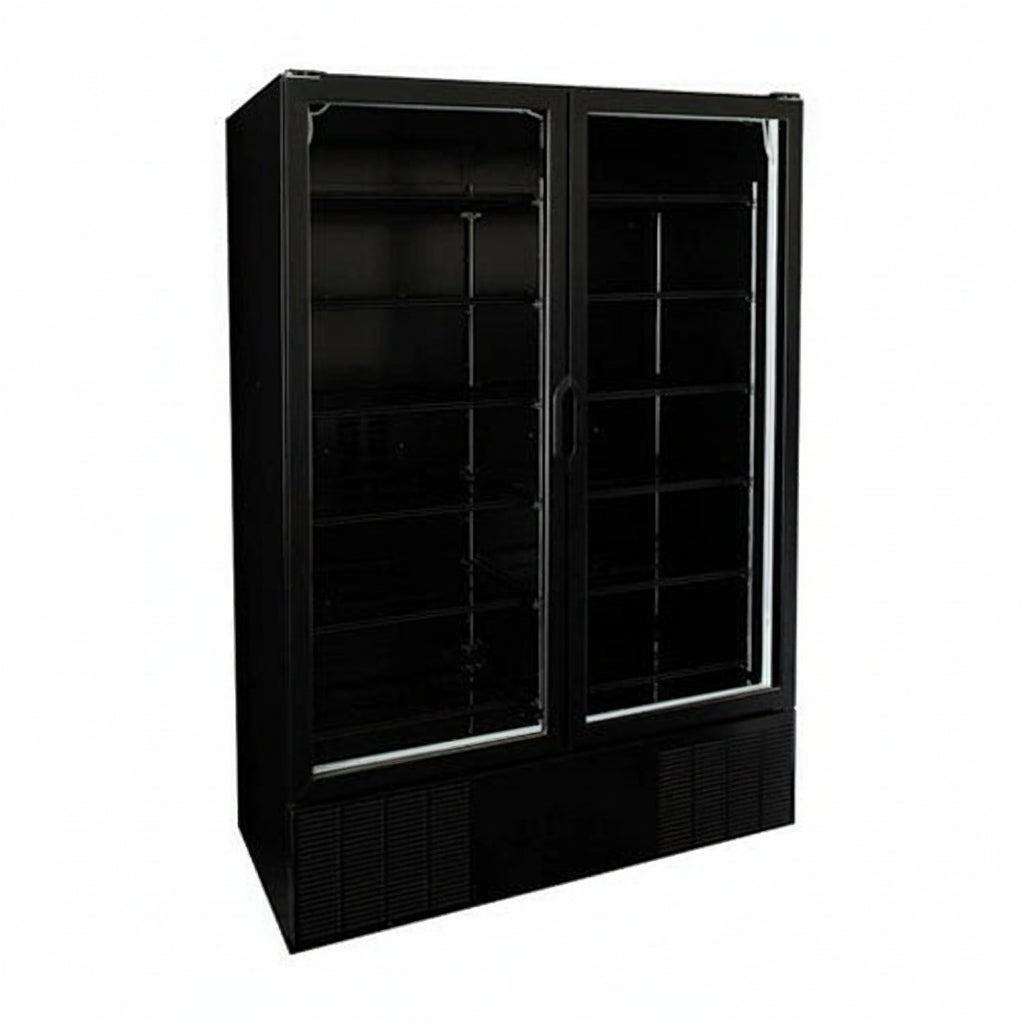 Habco ESM49HCTD-BLK 54" Wide 78" High 2 Swing Door Glass Refrigerator Merchandiser