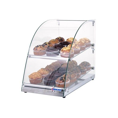 Omcan 44374 2 Tray Curved Glass Bakery Display Case With Rear Door