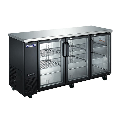 Omcan BB-CN-0020E-GH 73" 3 Door Glass Back Bar Refrigerator