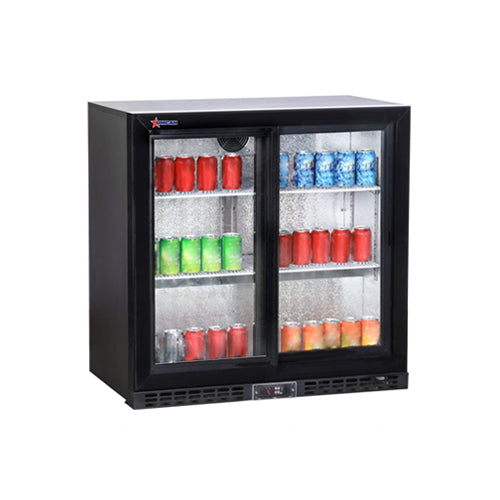 Omcan BB-CN-230S 35" 2 Sliding Door Glass Back Bar Refrigerator