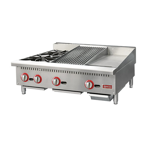 Omcan CE-CN-12H12C12G 36" Propane/Natural Gas Combination Charbroiler
