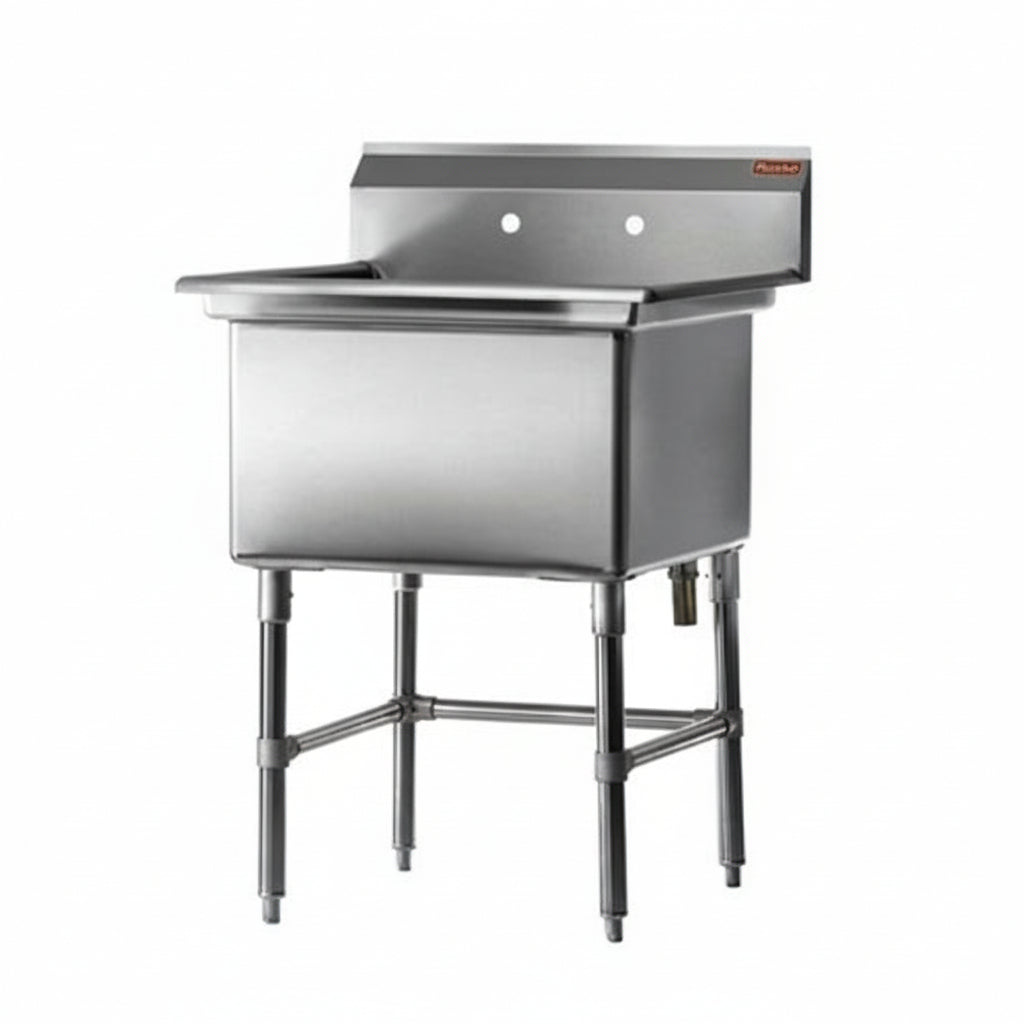 Rosko RO-SS-1818 18" x 18" x 13" Corner Drain One Compartment Sink With No Drain Board