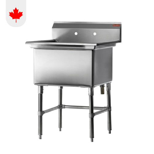 Rosko RO-SS-1818 18" x 18" x 13" Corner Drain One Compartment Sink With No Drain Board