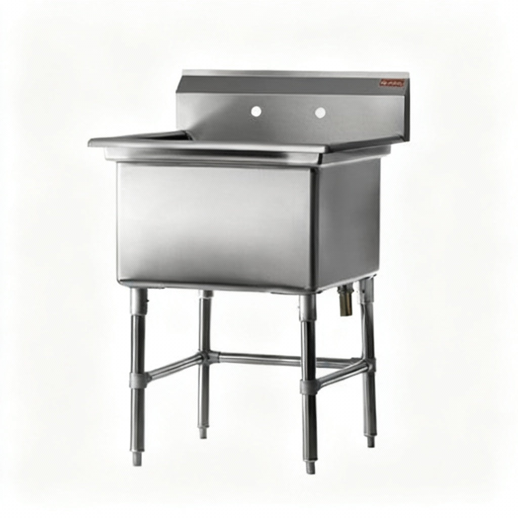 Rosko RO-SS-2424 24" x 24" x 14" Corner Drain One Compartment Sink With No Drain Board