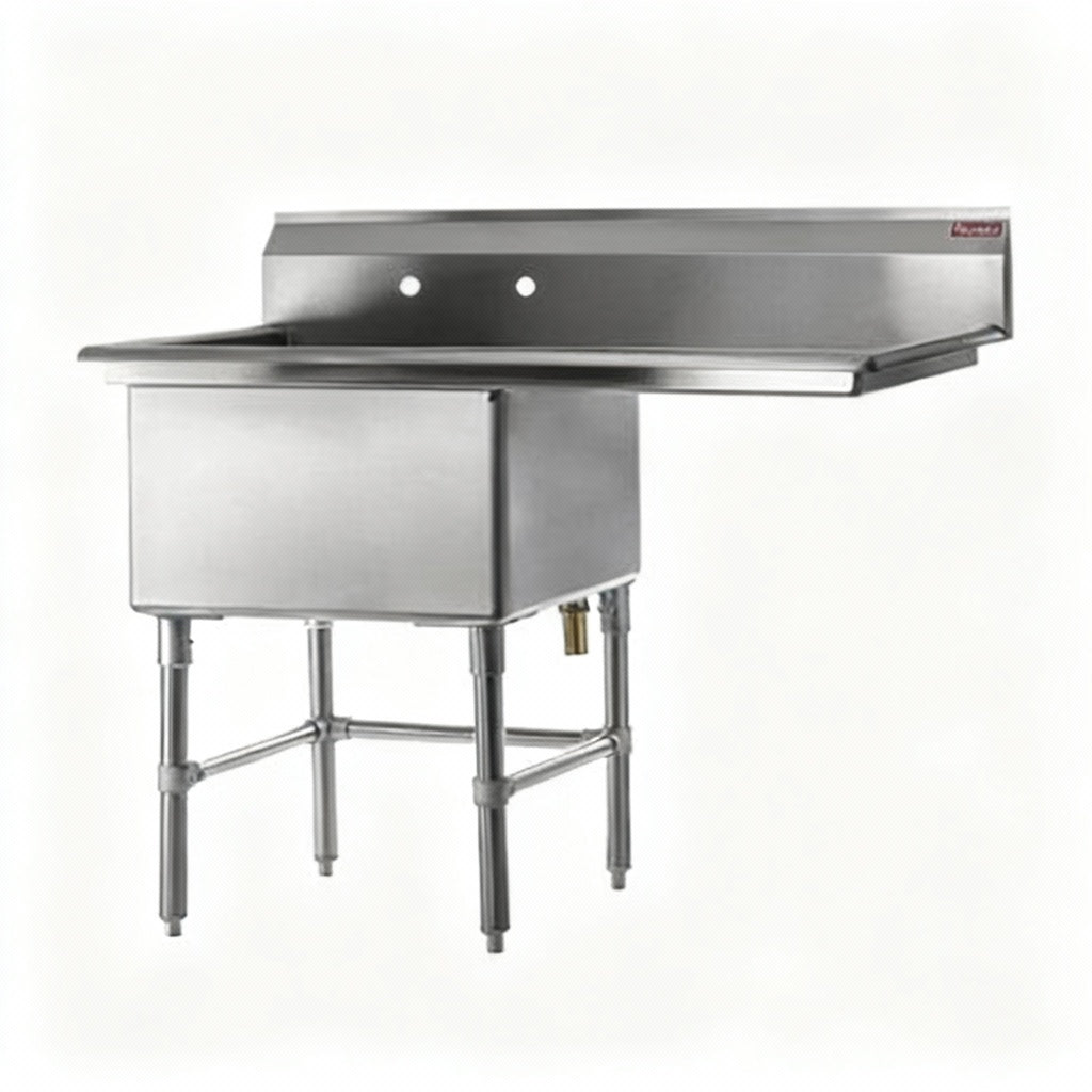 Rosko RO-SS-2424-R24 24" x 24" x 14" Corner Drain One Compartment Sink With Right Drain Board