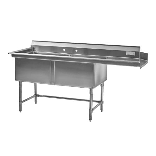 Thorinox TDS-2424-RDW 24″ x 24″ x 14″ Center Drain Two Compartment Dishwasher Sink With Right Drain Board