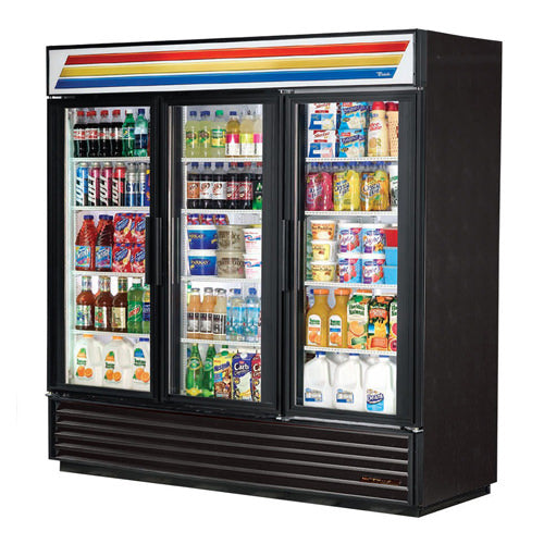 True GDM-69-HC-LD 78" 3 Sliding Door Glass Refrigerator Merchandiser