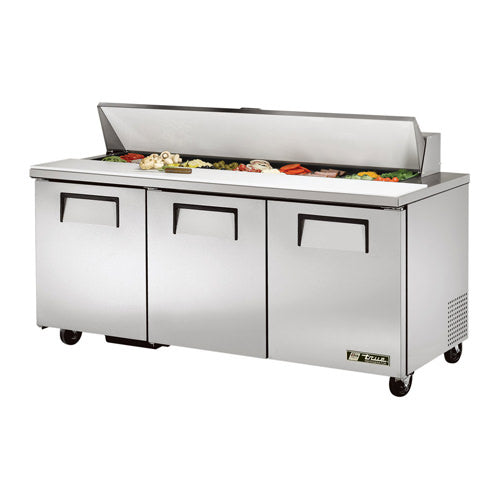 True TSSU-72-30M-B-ST-HC 72" 3 Door Mega Top Refrigerator