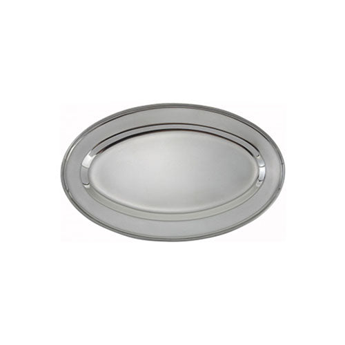 Winco OPL-14 14" Oval Stainless Steel Serving Platter