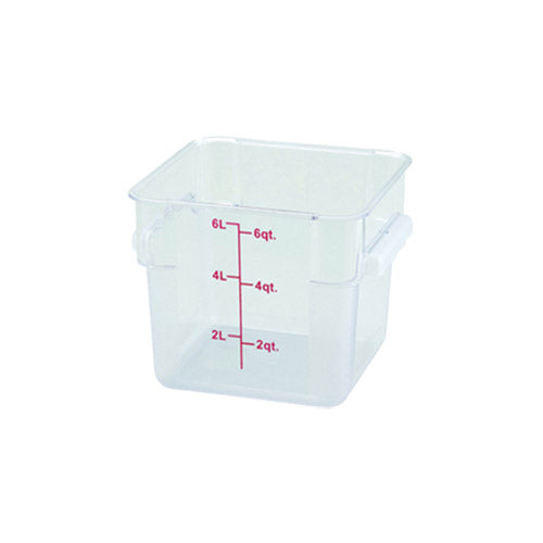 Winco PCSC-6C 6Qt Polycarbonate Clear Square Food Container