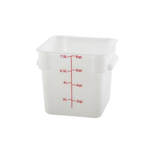 Winco PESC-8 8 Qt Polypropylene White Square Food Container