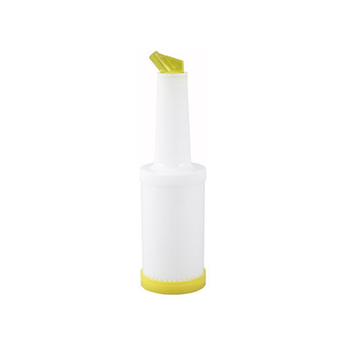 Winco PPB-1Y 1 Qt Liquor Pour Bottle With Yellow Spout and Cap