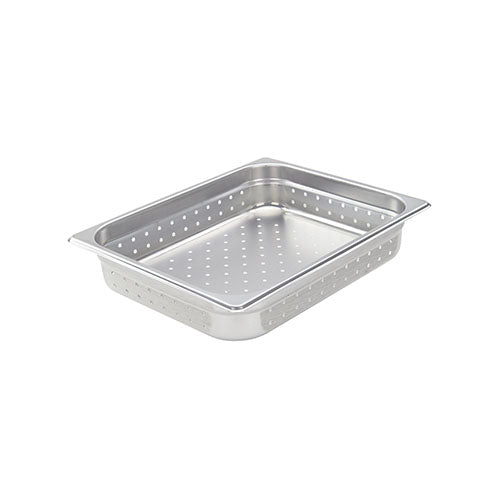 Winco SPJH-202PF Half Size Stainless Steel Perforated Steam Pan - 2 1/2" Deep