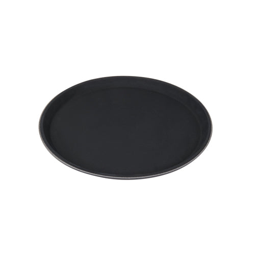 Winco TFG-11K 11" Round Non-Slip Black Serving Tray