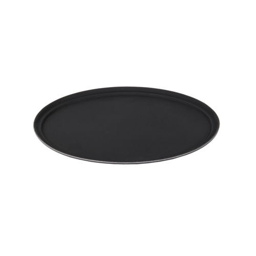 Winco TFG-2622K 26" X 22" Oval Non-Slip Black Serving Tray