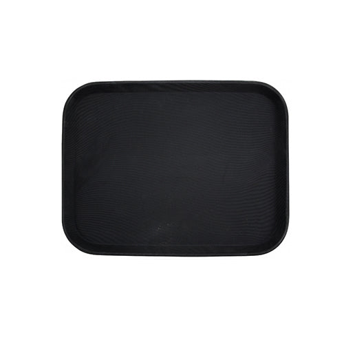 Winco TRH-1418K 14" x 18" Easy Hold Black Rubber Lined Plastic Tray