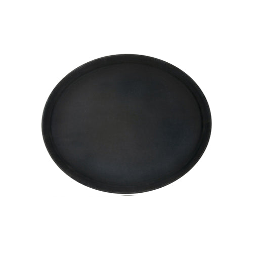 Winco TRH-2722K 22" x 27" Easy Hold Oval Black Rubber Lined Plastic Tray