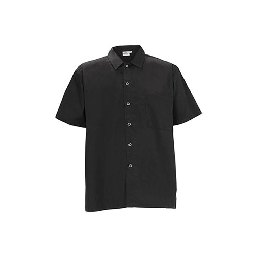 Winco UNF-1KXXL Black Poly-Cotton Blend Short Sleeved Chef Shirt - Double Extra Large