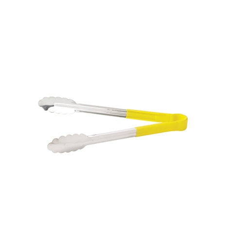 Winco UTPH-12Y 12" Yellow Heat Resistant Utility Tong