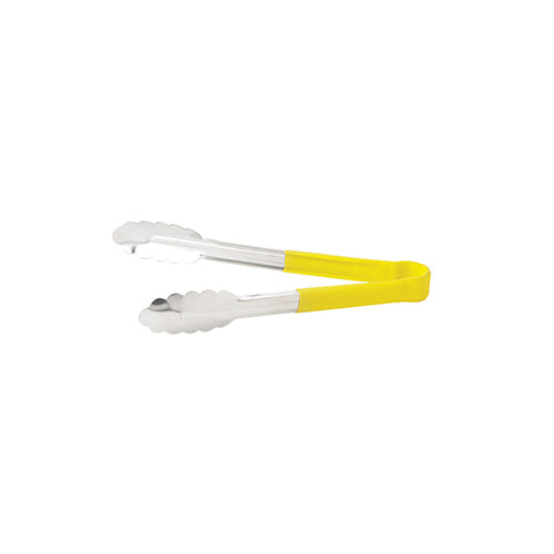 Winco UTPH-9Y 9" Yellow Heat Resistant Utility Tong