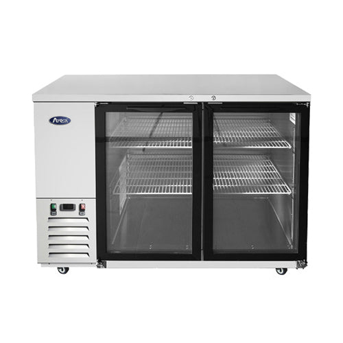 Atosa MBB59GGR 58″ 2 Door Glass Stainless Back Bar Refrigerator