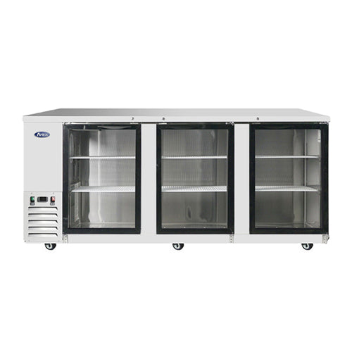 Atosa MBB90GGR 90″ 3 Door Glass Stainless Back Bar Refrigerator