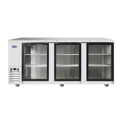 Atosa MBB90GGR 90″ 3 Door Glass Stainless Back Bar Refrigerator
