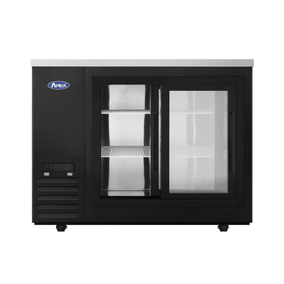 Atosa SBB48SGGRAUS2 48″ 2 Sliding Door Glass Back Bar Refrigerator