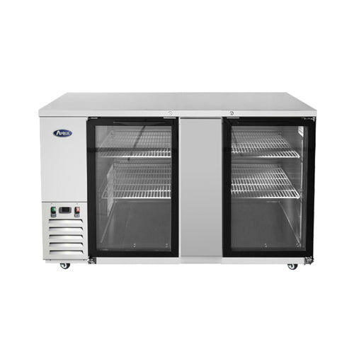 Atosa SBB69GGRAUS1 68″ 2 Door Glass Stainless Back Bar Refrigerator