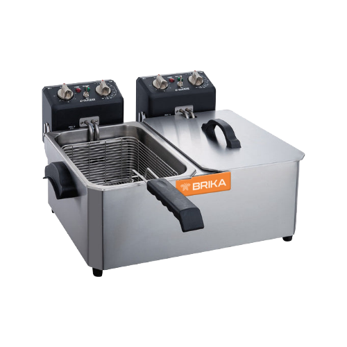 Brika BCEF-10D 20 Lb Double Pot Countertop Electric Fryer - 1Ph, 120V