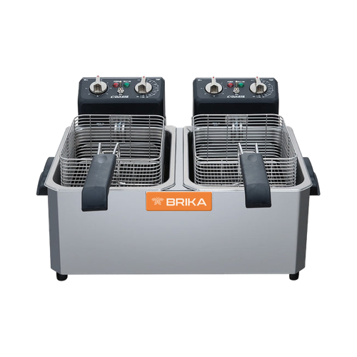 Brika BCEF-15D 30 Lb Double Pot Countertop Electric Fryer - 1Ph, 208V