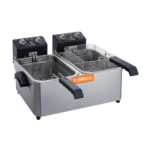 Brika BCEF-7D 14 Lb Double Pot Countertop Electric Fryer - 1Ph, 120V