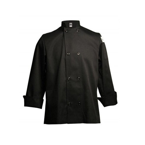 Chef Revival J061BK-L Basic Black Long Sleeve Double-Breasted Chef Coat - Large