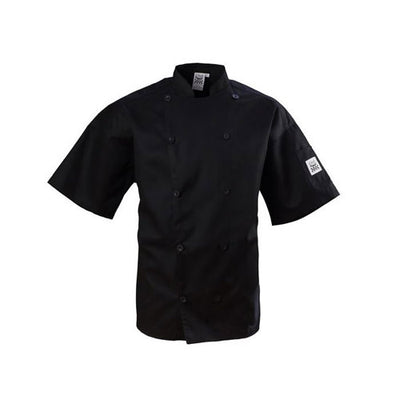 Chef Revival J109BK-XL Basic Black Short Sleeve Double-Breasted Chef Coat - Extra Large