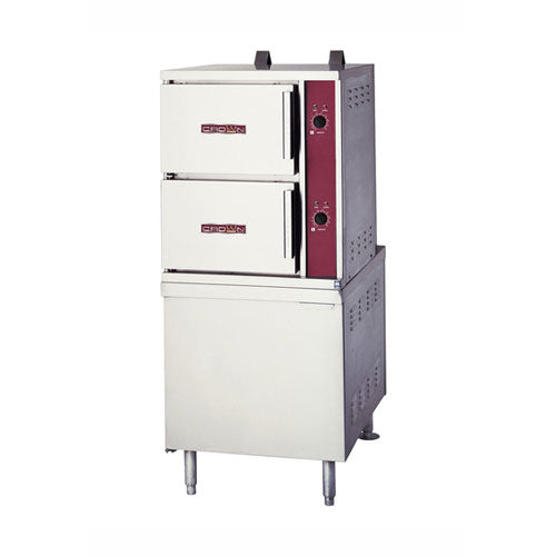 Crown GCX-10-24 10 Pan Propane Gas Convection Steamer on Cabinet Base
