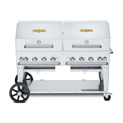 Crown Verity CV-MCB-72RDP 72″ Propane Gas Mobile Outdoor Grill with 2 Roll Domes