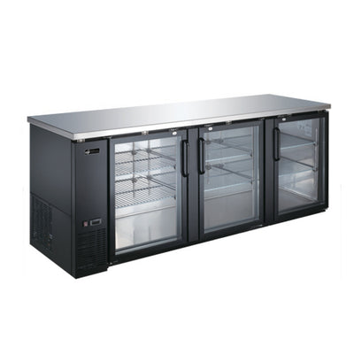 EFI-CBBGD3-90CC 90" 3 Door Glass Back Bar Refrigerator
