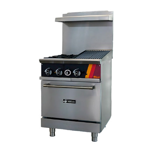EFI HRG24-12CH-2B-P 24″ Propane Gas Range With 12″ Charbroiler and 2 Burners