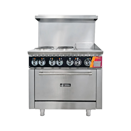 EFI HRG36-12GM-4B-ELC 36" Electric Range With 12" Griddle and 4 Burners - 3Ph, 208V