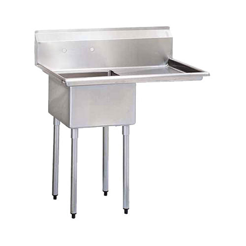 EFI SI821-1RC 18″ x 21″ x 14″ Center Drain One Compartment Sink With Right Drain Board