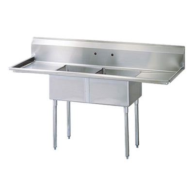 EFI SI821-2B 18″ x 21″ x 14″ Corner Drain Two Compartment Sink With Two Drain Boards
