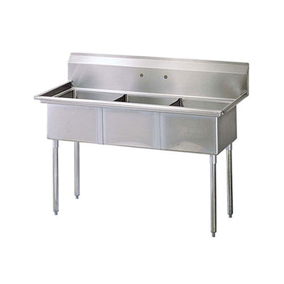 EFI SI821-3N 18″ x 21″ x 14″ Corner Drain Triple Compartment Sink With No Drain Board