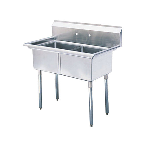 EFI SI824-2N 24x24x14 Corner Drain Two Compartment Sink With No Drain Board